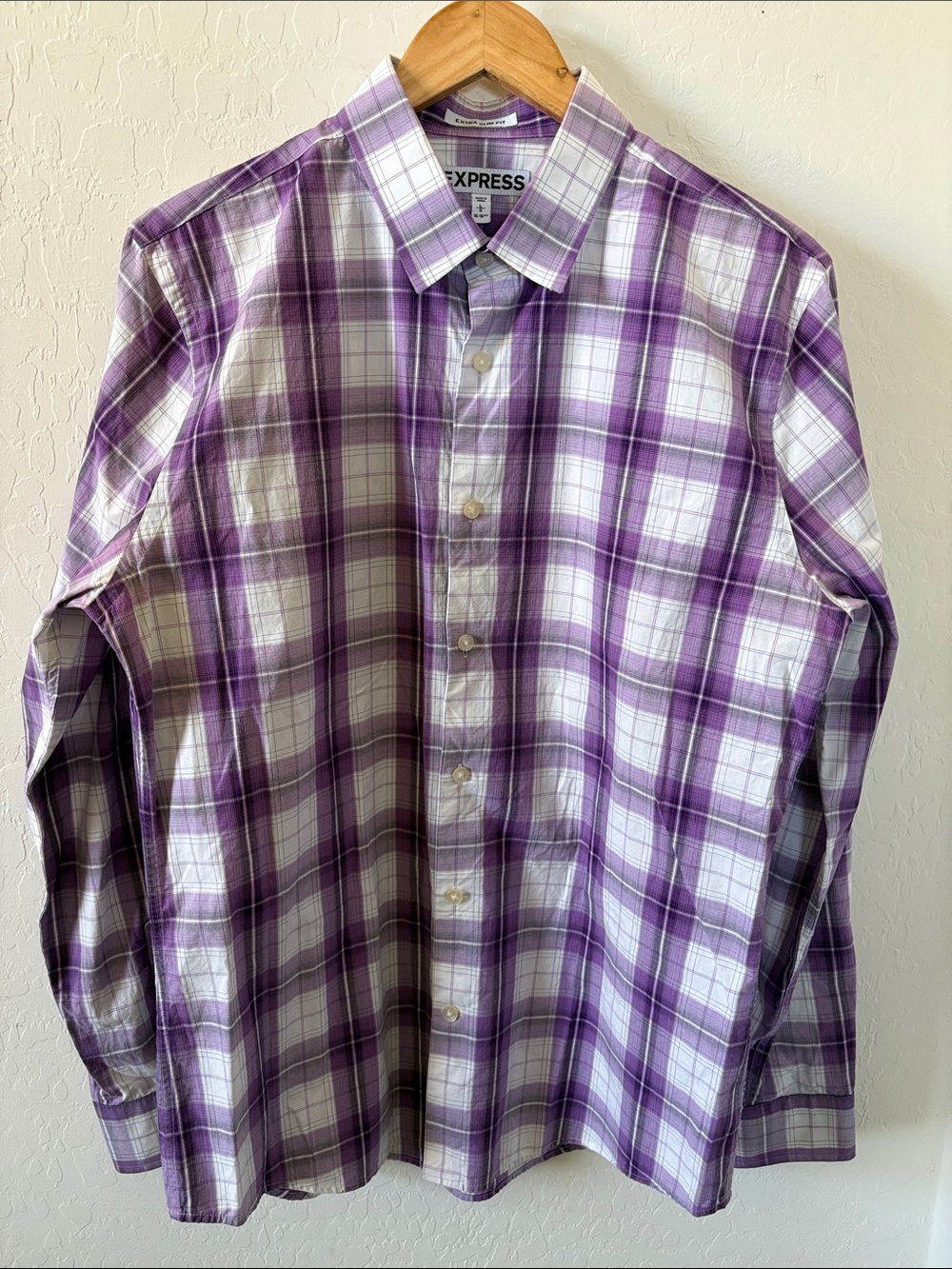 Express Plaid Button Down Extra Slim Fit Casual Shirt sz Large